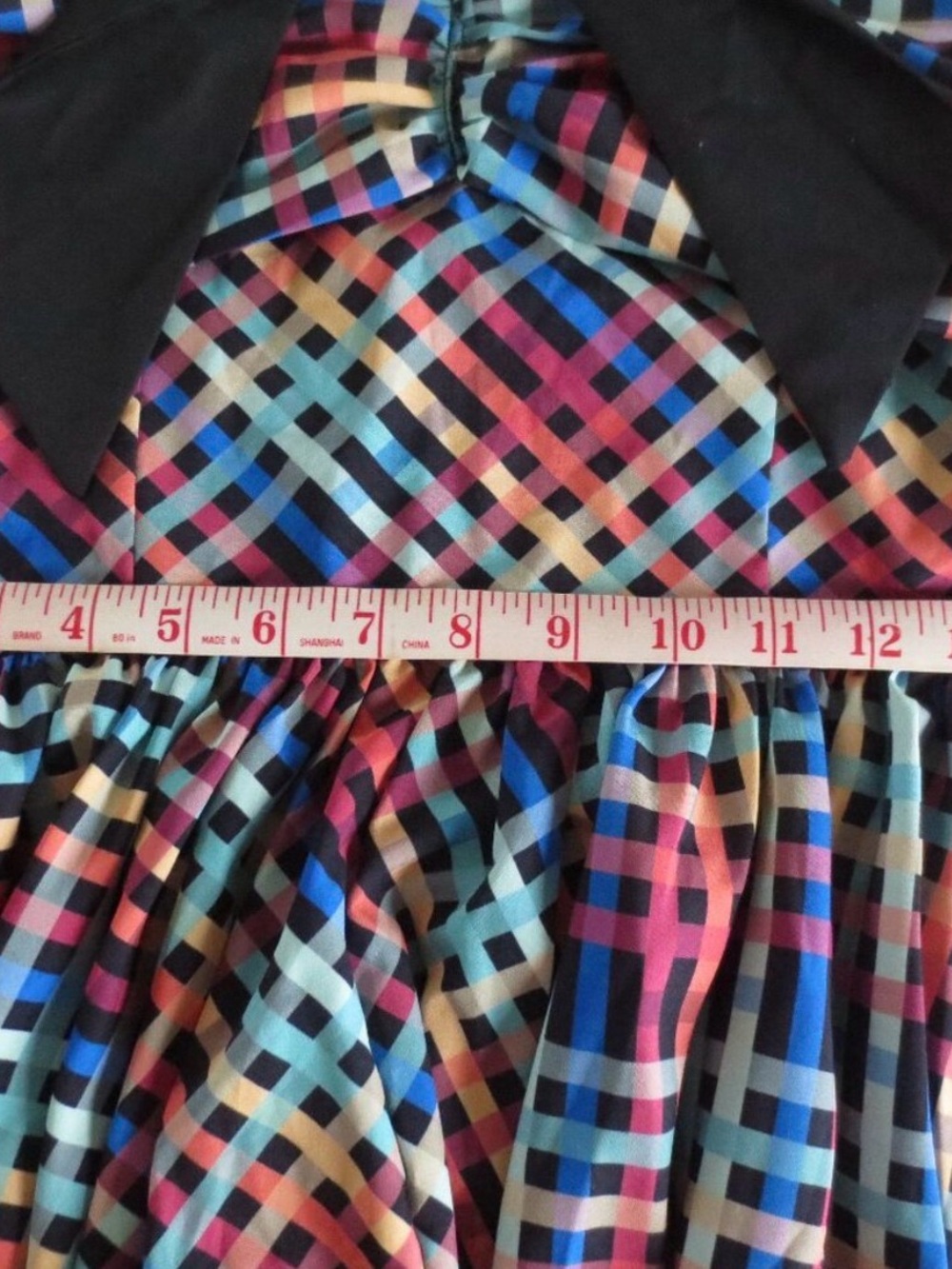Unique Vintage NWT Madras Rainbow Print Sun Dress Retro 1940s 1950s Style sz Lg - Picture 10 of 11